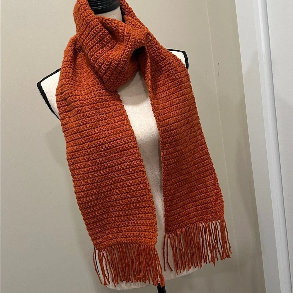 Cozy Handmade Orange Knit Scarf